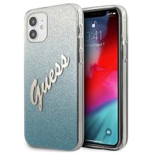 Guess GUHCP12SPCUGLSBL iPhone 12 mini 5,4" blau/blaue Hardcase Glitter Gradient Script
