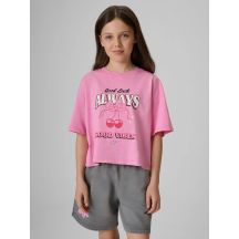 Mädchen-T-Shirt mit kastenförmigem Schnitt und Aufdruck 4F 4FJRAW26TTSHF4239-56S