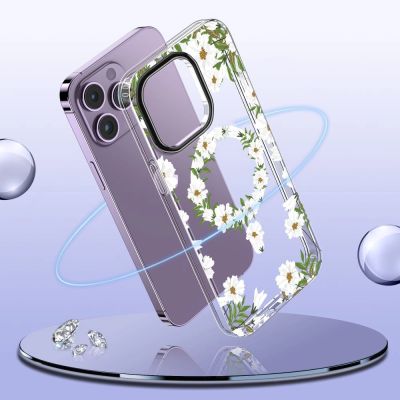 3. Tech-Protect MagMood MagSafe Hülle für iPhone 15 Pro – Gänseblümchen mit Blättern