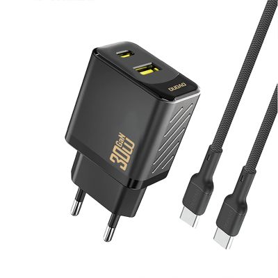 Dudao A27TCEU PD 30W GaN USB-A/USB-C-Wandladegerät mit USB-C-Kabel – Schwarz