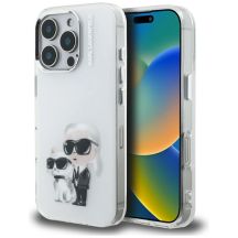 Karl Lagerfeld IML Aquarelle Karl & Choupette & Logo Hülle für iPhone 16 Pro Max - Weiß