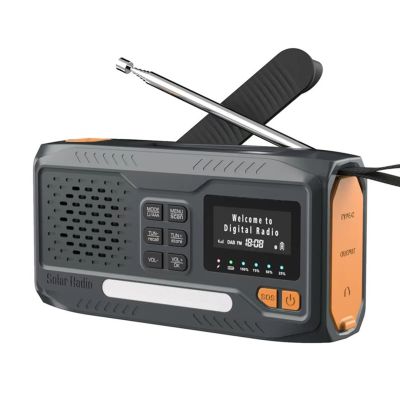 2. Extralink Bluetooth-Solarradio mit Kurbeldynamo-Powerbank (4000 mAh) und SOS-Taschenlampe BT-4000, tragbar, analog und digital, Schwarz/Orange