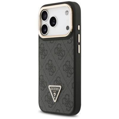 2. Guess 4G PU Dreieck-Logo & Standkamera Magsafe Hülle für iPhone 17 Pro - Schwarz