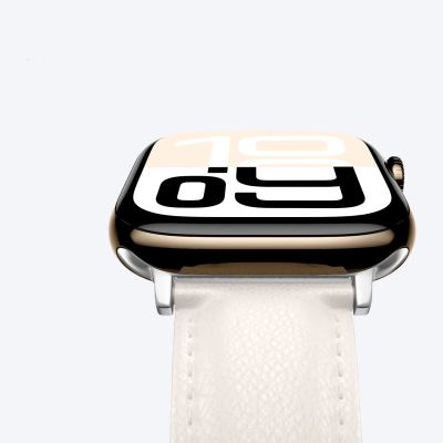 5. AmazingThing Class Band Lederarmband für Apple Watch 45 / 46 / 49 mm - Hellbeige