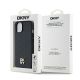 8. DKNY MagSafe-Hülle aus Leder mit Monogrammmuster und Metalllogo für iPhone 15/14/13 – Schwarz
