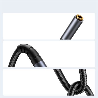 7. Joyroom Stereo-Audiokabel AUX 3,5 mm Miniklinke (männlich) – Miniklinke (weiblich) 1,2 m schwarz (SY-A09)