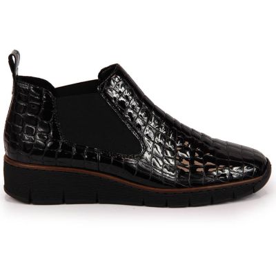 31. Rieker W R474 Schlangenleder Stiefeletten schwarz