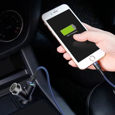 7. Baseus Y Type Car Charger Auto Ladegerät mit 2x USB und Zigarettenanzünder 3.1A schwarz (CCALL-YX01)