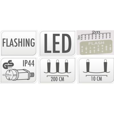 12. Lichterkette für den Weihnachtsbaum, 200 x 70 cm, LED, warmweiß, blinkend, für den Außenbereich