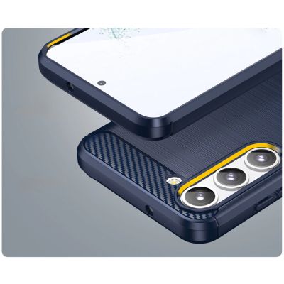 8. Carbon Case für Samsung Galaxy S23+ flexible Silikon-Carbon-Hülle blau