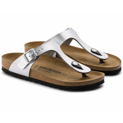 9. Birkenstock Gizeh Birko-Flor Damen Flip-Flops silber normal breit (0043851)