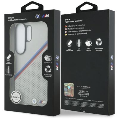 8. BMW Tricolor Metal Logo MagSafe Hülle für Samsung Galaxy S26 Ultra - Grau