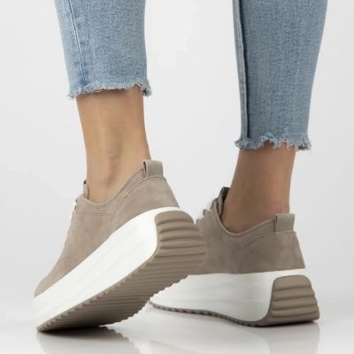 4. Beige Damen-Plateauschuhe aus Leder, Modell Filippo DP6795