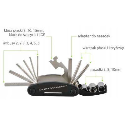 6. 15-FUNKTIONEN-FAHRRADWERKZEUGSET IM DUNLOP-KOFFER