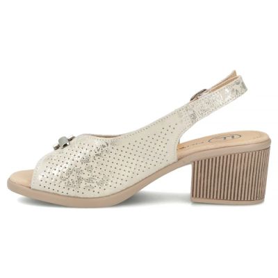 3. Damen-Ledersandalen mit Blockabsatz, goldfarben, Filippo DS7645