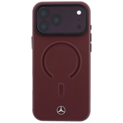 3. Mercedes Leder-3D-MagSafe-Hülle für iPhone 18 Pro / 17 Pro – Burgunderrot