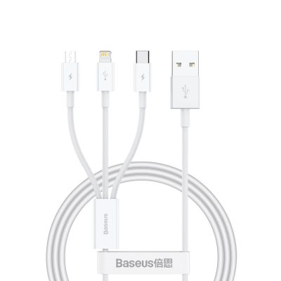 Baseus Superior Series USB-A - USB-C / Lightning / Micro-USB 3,5A Kabel 1 m - weiß