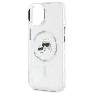 6. Karl Lagerfeld IML Metal Karl&Choupette Head MagSafe Hülle für iPhone 14 - Weiß