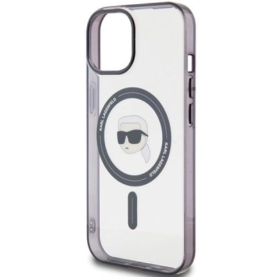 6. Karl Lagerfeld KLHMP15SHKHNOTK iPhone 15 6,1" transparentes Hardcase IML Karl`s Head MagSafe