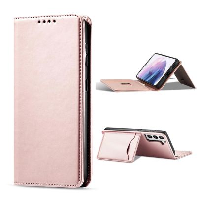 4. Magnet Kartenetui für Samsung Galaxy S22+ (S22 Plus) Etui Geldbörse Kartenhalter Pink