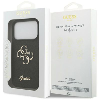 8. Guess Fixed Glitter Big 4G Hülle für iPhone 17 Pro / 18 Pro - Schwarz