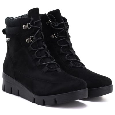 4. Schwarze Wildleder-Keilstiefeletten für Damen, M.Daszyński MR23109A-3