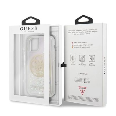 7. Guess GUHCN58LGIRGP iPhone 11 Pro Hartschalenetui Gradient Liquid Glitter Circle Logo
