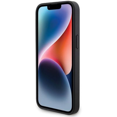 5. BMW Lederhülle mit Rautenmuster für iPhone 15 Pro – Schwarz