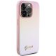 4. Guess Saffiano Iridescent Script Hülle für iPhone 15 Pro – Rosa