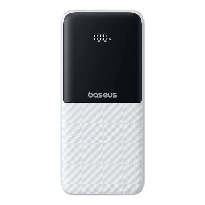 2. Baseus Lipow 10000mAh 22,5W Powerbank mit zwei integrierten Kabeln (inkl. Baseus Simple USB-A-auf-USB-C-Kabel, 3A, 20 cm) – weiß