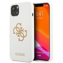 Guess GUHCP13SLS4GGWH iPhone 13 mini 5,4" weiß/weißes Hartschalenetui Silikon 4G Logo