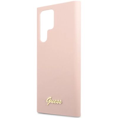 6. Guess GUHCS23LLSLMGPP S23 Ultra S918 pink/pink Hardcase Silikon Script Metal Logo