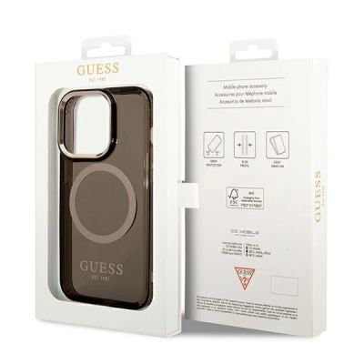 8. Guess GUHMP14XHTCMK iPhone 14 Pro Max 6,7" schwarz/schwarzes Hartschalenetui Gold Outline Translucent MagSafe