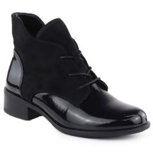 Gefütterte Damen-Ankle-Boots aus Lackleder, schwarz, Jezzi ASA198-15