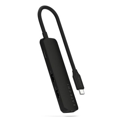 6. Satechi 4in1 USB-C Slim Multiport Adapter 4K - Aluminium-Adapter für USB-C-Mobilgeräte (USB-C, 4K HDMI, 2x USB-A) (schwarz)