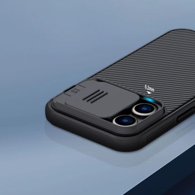 8. Nillkin CamShield Pro Hülle iPhone 14 Pro Max Gepanzerte Abdeckung Kameraschutz Blau