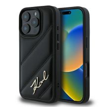 Karl Lagerfeld Quilted Signature Hülle für iPhone 16 Pro – Schwarz