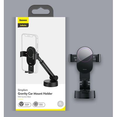 24. Baseus Auto Halter Armaturenbrett Windschutzscheibe Halterung Gravity Automatischer schwarz (SUYL-JY01)
