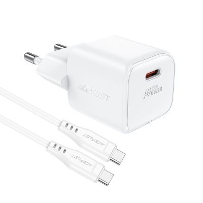 4. Acefast A73 Mini PD 20W GaN-Wandladegerät + USB-C-Kabel – Weiß