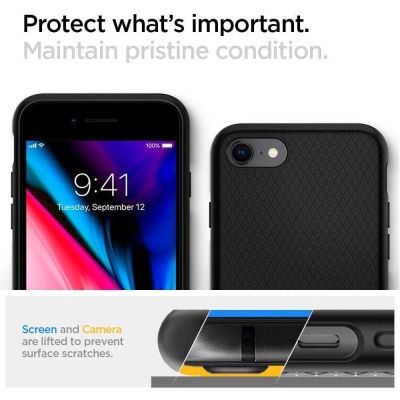 6. Spigen Liquid Air Hülle für iPhone 7 / 8 / SE 2020 / SE 2022 – Schwarz