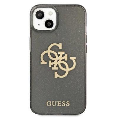 3. Guess, GUHCP13SPCUGL4GBK iPhone 13 mini 5,4" schwarz/schwarzes Hartschalenetui Glitzer 4G großes Logo