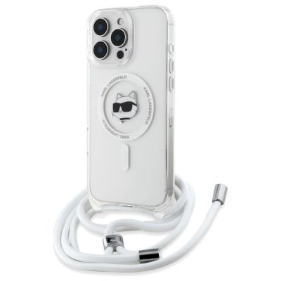 Karl Lagerfeld IML Choupette Head & Cord Magsafe Hülle für iPhone 16 Pro – transparent