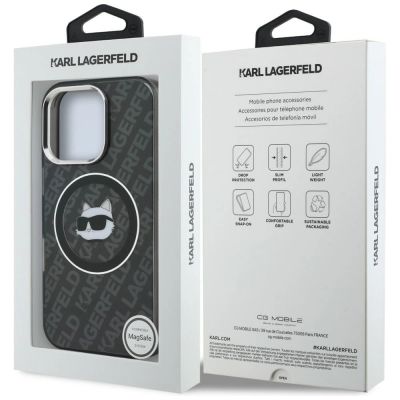 8. Karl Lagerfeld IML Choupette Head Logo MagSafe Hülle für iPhone 16 Pro Max - Schwarz