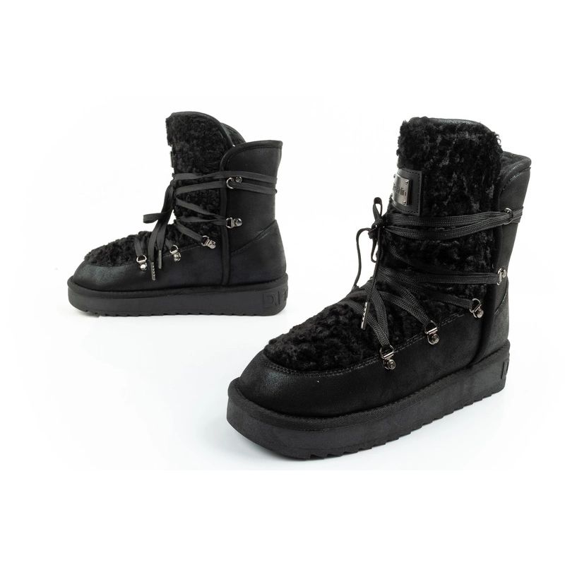 8. D.Franklin Damen Winter Schneestiefel, modisches Fellfutter, schwarz hoch