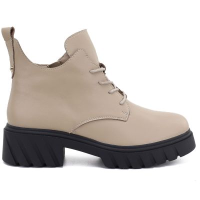 2. Beigefarbene Damen-Ankle-Boots aus Leder mit Plateau, Modell M.Daszyński SFY2502-11ac