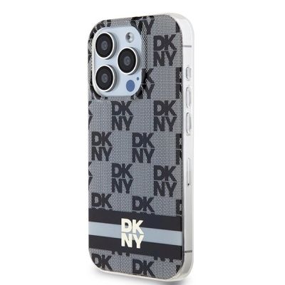 2. DKNY IML Checkered Mono Pattern & Printed Stripes MagSafe Hülle für iPhone 13 Pro Max – Schwarz