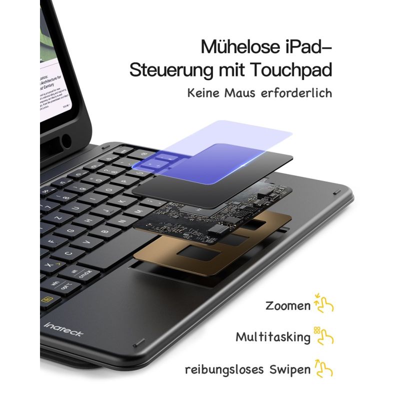 5. inateck N0001 Schwarze Bluetooth-Tastatur-Hülle für iPad 11