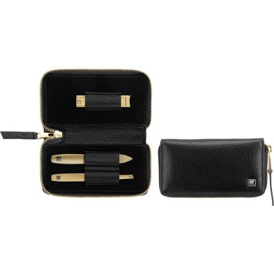 5. ZWILLING Twinox Gold Edition 97746-004-0 Maniküre-Set – Schwarzes Lederetui, 3-teilig – Schwarz