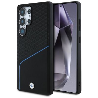 BMW Strukturierte und glatte MagSafe Lederhülle für Samsung Galaxy S25 Ultra - Schwarz