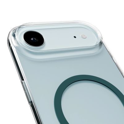 5. Puro Lite Mag TPU+PC Hülle kompatibel mit MagSafe für iPhone 17 Air - Transparent mit türkisfarbenem Ring